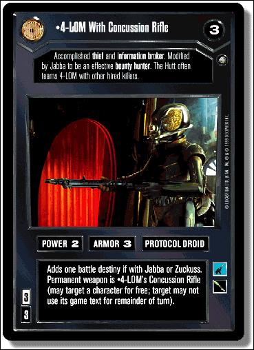 Star Wars: Enhanced Cloud City (Base Set) card 1 4-LOM With Concussion Rifle