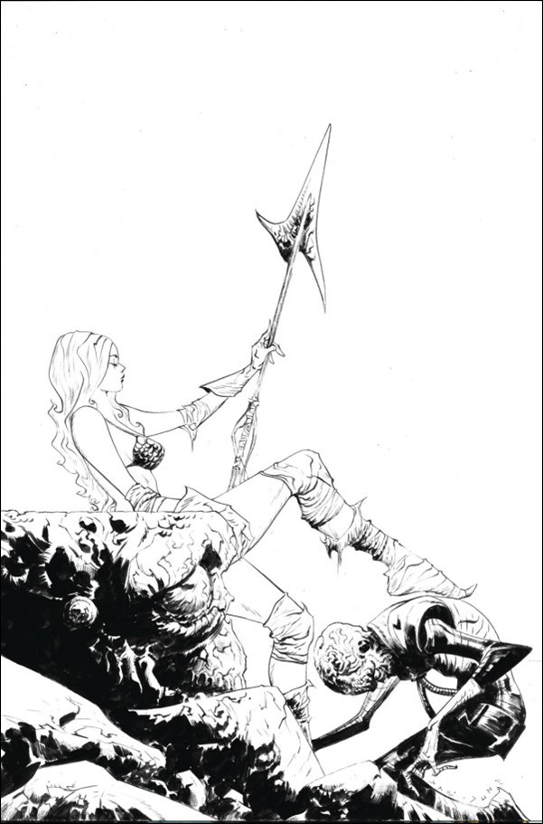Red Sonja Attacks Mars issue 4-G Jae Lee B&W Virgin 1:15 Cardstock Cover