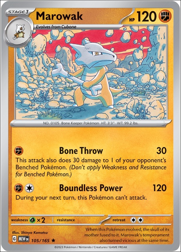 Pokemon: Scarlet & Violet - 151 (Base Set) card 105/165-B Marowak (Reverse Holofoil)