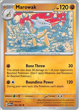 Pokemon: Scarlet & Violet - 151 (Base Set) card 105/165-B Marowak (Reverse Holofoil)