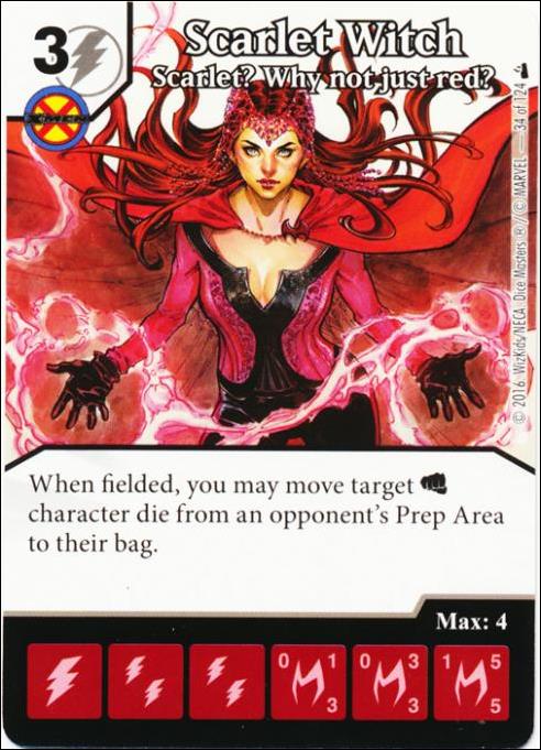 Marvel Dice Masters Deadpool card 34 Scarlet Witch: Scarlet? Why Not Just Red?