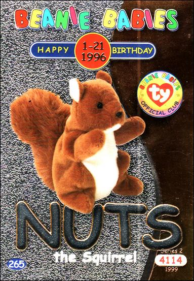 Beanie Babies Series 2 (Birthday or Rookie Subset) card 265-C Nuts the Squirel Silver Lettering