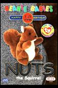 Beanie Babies Series 2 (Birthday or Rookie Subset) card 265-C Nuts the Squirel Silver Lettering