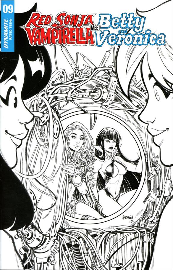Red Sonja and Vampirella Meet Betty and Veronica issue 9-J Laura Braga 1:20 Black & White Cover