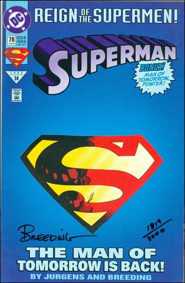 Superman (1987) issue 78-D DF Set Die-Cut Cover (signed by Breeding) 1/2000