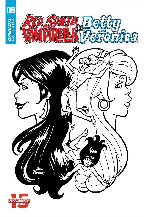 Red Sonja and Vampirella Meet Betty and Veronica issue 8-F Dan Parent B&W Cover