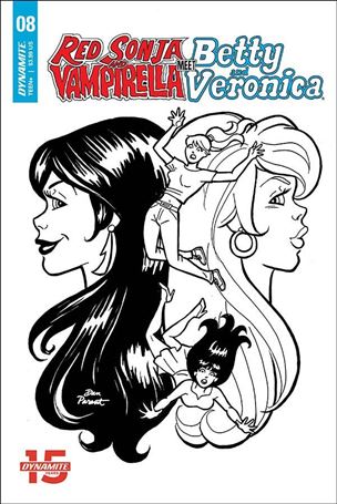 Red Sonja and Vampirella Meet Betty and Veronica issue 8-F Dan Parent B&W Cover