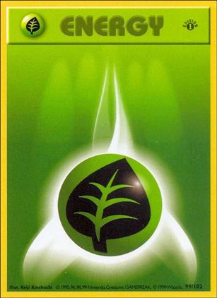 Pokemon (Base Set) card 99/102 Leaf Energy (1st Edition) - Shadowless
