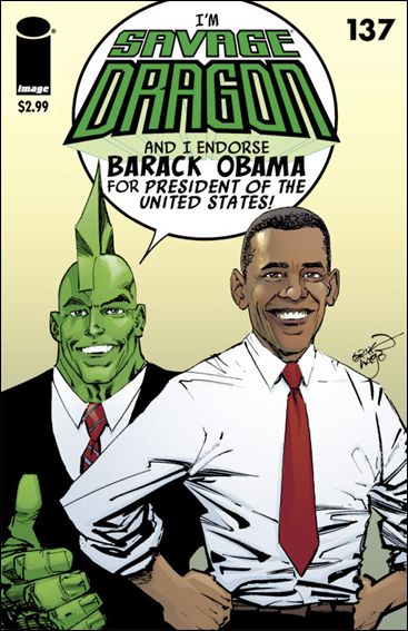 Savage Dragon (1993) issue 137-B Barack Obama 1:5 Green Logo & Beige Cover