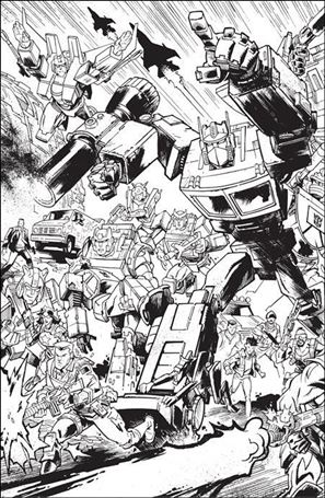 Transformers (2023) issue 9-G Jason Howard EU Ann. B&W Connecting Virgin Cover