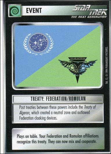 Star Trek: Premiere Unlimited (Base Set) card 100 Treaty: Federation/Romulan