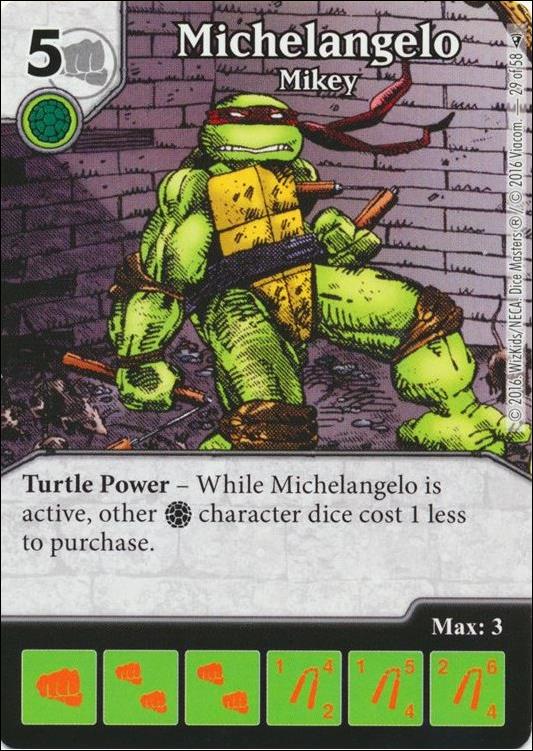 Dice Masters Teenage Mutant Ninja Turtles  card 29 Michelangelo  -Mikey