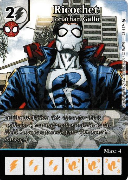 Marvel Dice Masters Guardians of the Galaxy  card 28-B Ricochet: Johnathan Gallo (Alternate Art)
