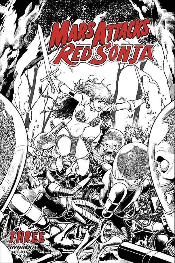 Mars Attacks Red Sonja issue 3-E Barry Kitson 1:10 Black & White Cover