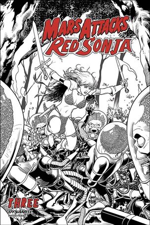 Mars Attacks Red Sonja issue 3-E Barry Kitson 1:10 Black & White Cover