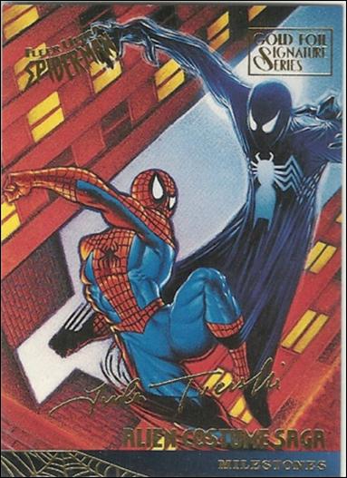 Fleer Ultra Spider-Man (Gold-Foil Signature Parallel Base Set) card 87 Alien Costume Saga