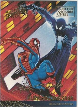 Fleer Ultra Spider-Man (Gold-Foil Signature Parallel Base Set) card 87 Alien Costume Saga