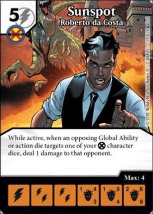 Marvel Dice Masters Dark X-Men Team Pack card 19 Sunspot: Roberto da Costa