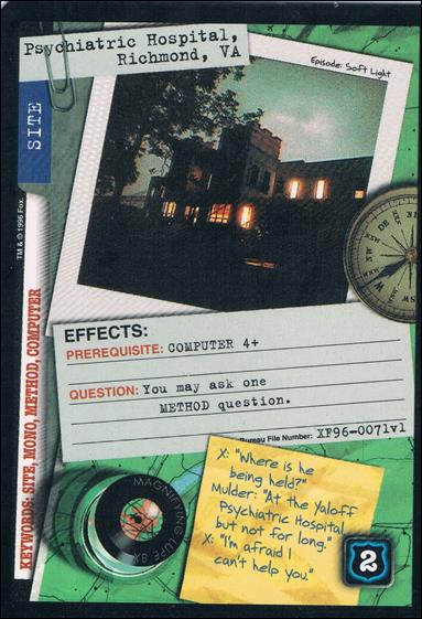 X-Files: Premiere Edition (Base Set) card XF96-0071v1 Psychiatric Hospital, Richmond, VA
