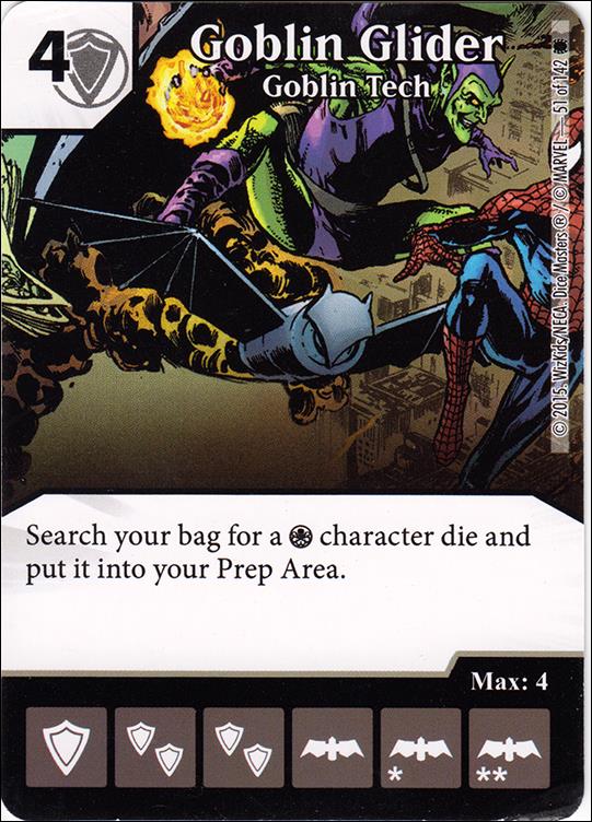 Marvel Dice Masters Amazing Spider-Man card 51 Goblin Glider: Goblin Tech