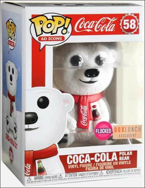 POP! Ad Icons figure 58-C Coca-Cola Polar Bear (Flocked) BoxLunch Exclusive