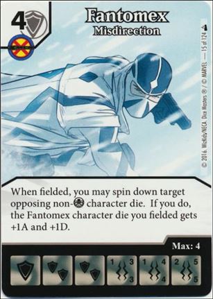 Marvel Dice Masters Deadpool card 15 Fantomex: Misdirection 