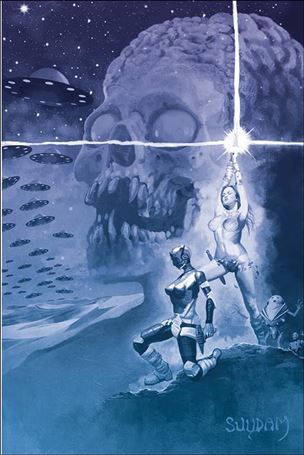Mars Attacks Red Sonja issue 3-J Arthur Suydam 1:25 Blue Tint Virgin Cover