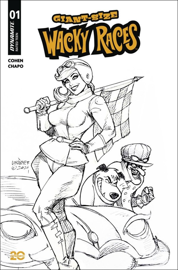 Giant-Size Wacky Races issue 1-G Joseph Michael Linsner B&W 1:10 Cardstock Cover