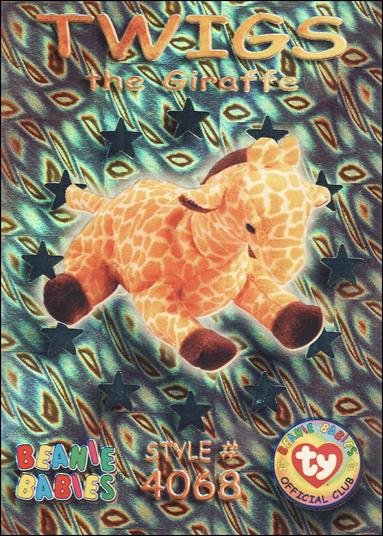 Beanie Babies Series 3 (Wild Subset) card 48 Twigs the Giraffe Teal Stars