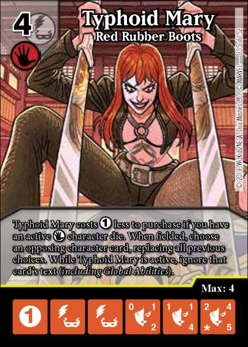Marvel Dice Masters  Avengers Infinity Gauntlet card 135 Typhoid Mary: Red Rubber Boots