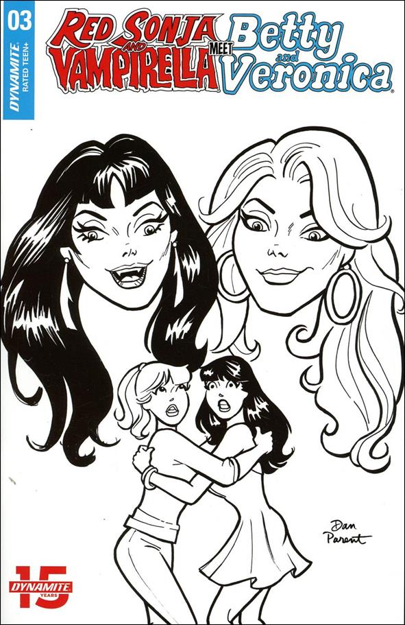 Red Sonja and Vampirella Meet Betty and Veronica issue 3-F Dan Parent 1:10 Black & White Cover