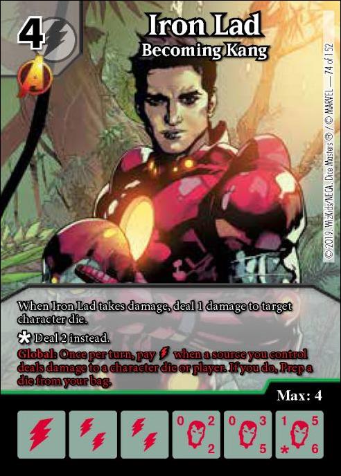 Marvel Dice Masters  Avengers Infinity Gauntlet card 74 Iron Lad: Becoming Kang
