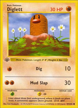 Pokemon (Base Set) card 47/102 Diglett (1st Edition) - Shadowless