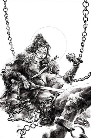Dejah Thoris Versus John Carter issue 6-F Sebastian Fiumara 1:7 Black & White Virgin Cover