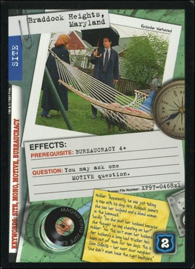 X-Files: 101361 (Base Set) card XF97-0468x1 Braddock Heights, Maryland