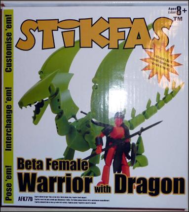 Stikfas Deluxe Pack figure AFK77D-C Beta Female Warrior with Dragon (Green)