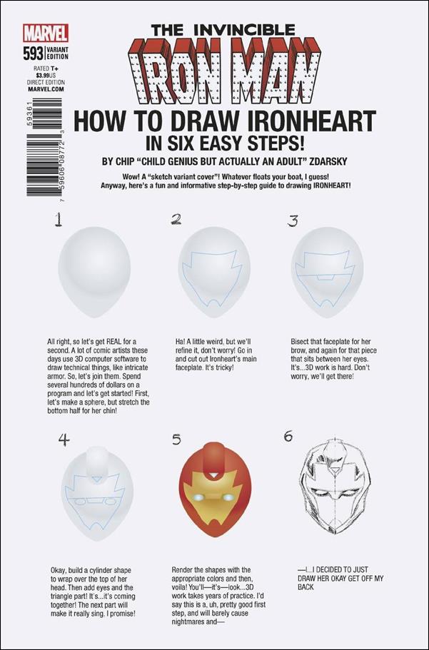 Invincible Iron Man (2017) issue 593-D Chip Zdarsky "How to Draw" Cover