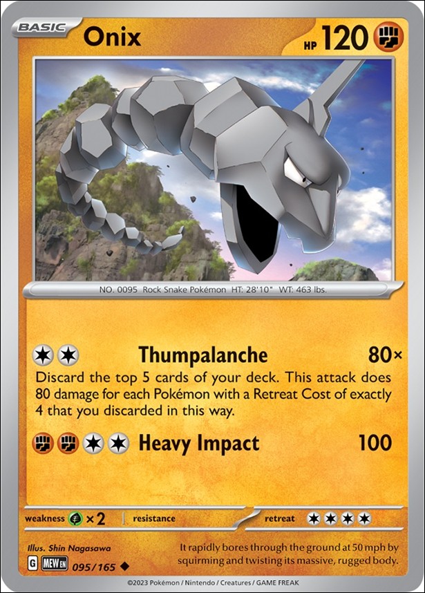Pokemon: Scarlet & Violet - 151 (Base Set) card 095/165-B Onix (Reverse Holofoil)