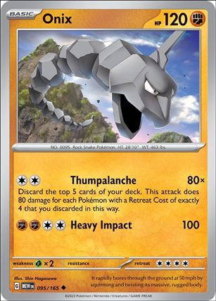 Pokemon: Scarlet & Violet - 151 (Base Set) card 095/165-B Onix (Reverse Holofoil)