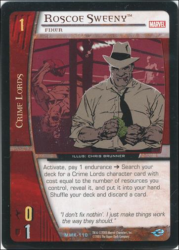 Marvel Knights: VS System (Base Set) card MMK-110 Roscoe Sweeny