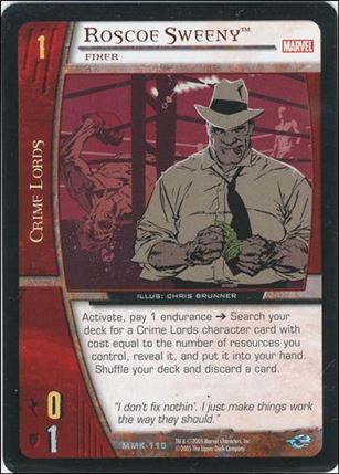Marvel Knights: VS System (Base Set) card MMK-110 Roscoe Sweeny