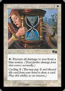 Magic the Gathering: Urza's Saga (Base Set) card 37 Rune of Protection: Blue