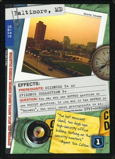 X-Files: The Truth Is Out There (Base Set) card XF97-0086v2 Baltimore, MD