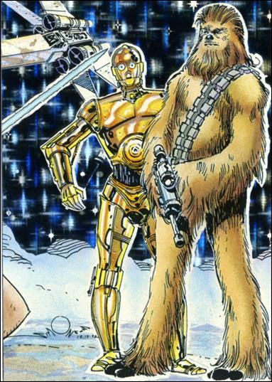 Star Wars Galaxy: Series 1 (Foil Subset) card 4-B Chewbacca and C-3PO - Mirror Foil from Factory Set