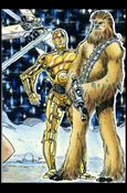 Star Wars Galaxy: Series 1 (Foil Subset) card 4-B Chewbacca and C-3PO - Mirror Foil from Factory Set