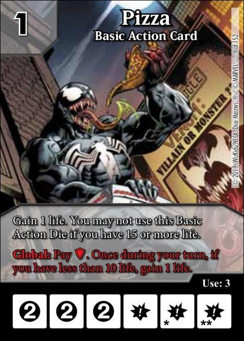 Marvel Dice Masters  Avengers Infinity Gauntlet card 9 Pizza: Basic Action Card