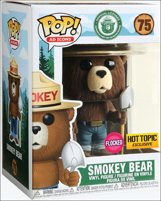 POP! Ad Icons figure 75-B Smokey Bear (Flocked) Hot Topic Exclusive