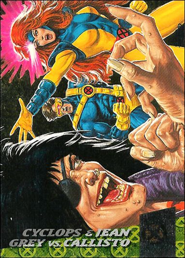 1994 Fleer Ultra X-Men (X-Men's Greatest Battles Subset) card 1 Cyclops & Jean Grey vs. Callisto