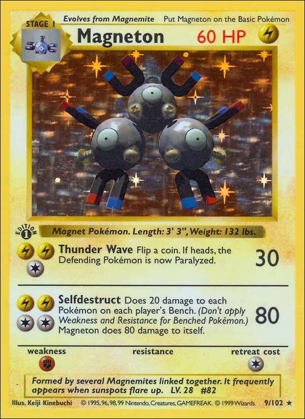 Pokemon (Base Set) card 9/102 Magneton (Holo) 1st Edition - Shadowless