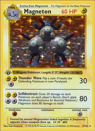 Pokemon (Base Set) card 9/102 Magneton (Holo) 1st Edition - Shadowless